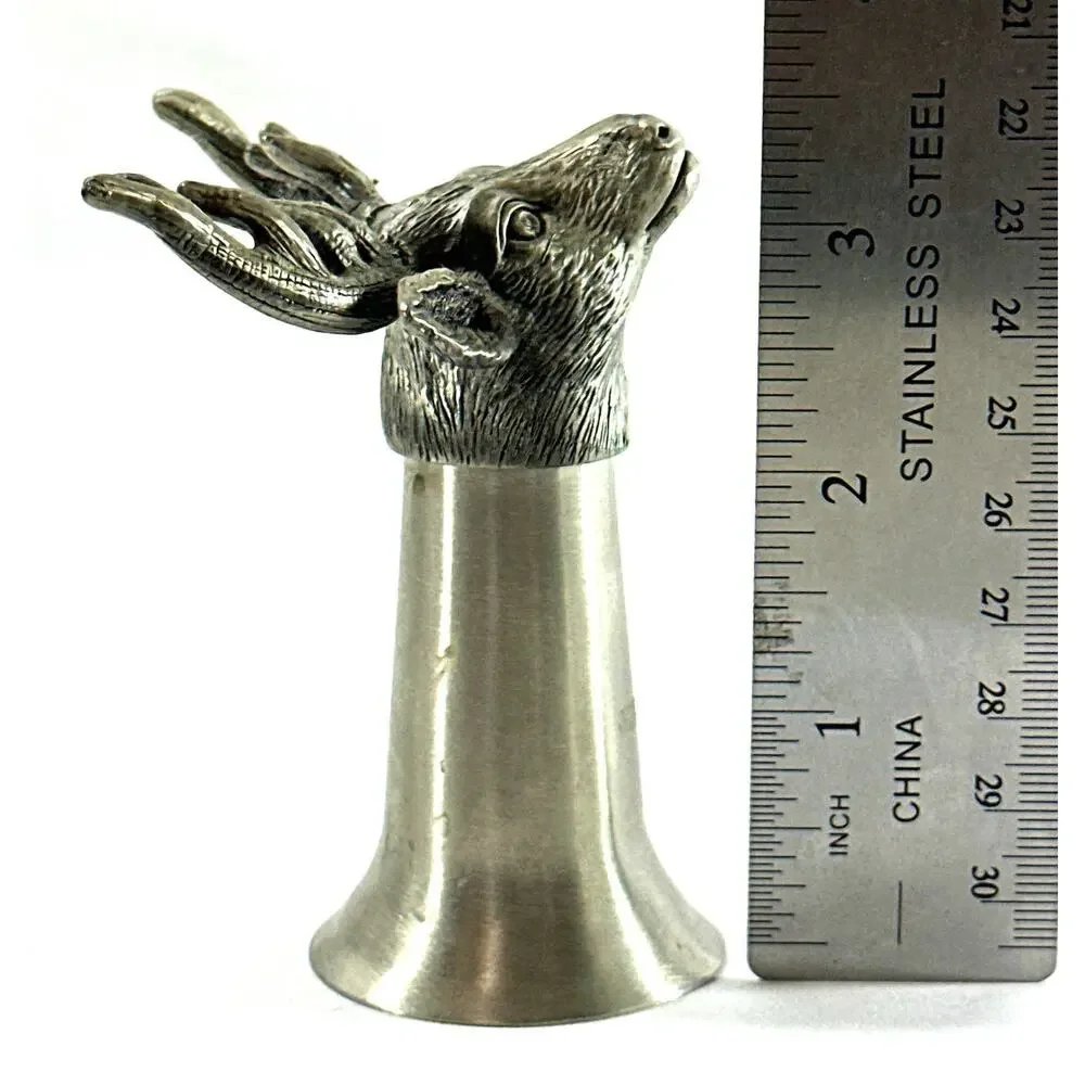 Jägermeister Deer Head Pewter Shot Glass 3.5” Hunting Stag Barware Germany